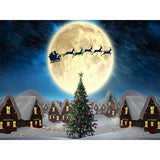 Laden Sie das Bild in den Galerie-Viewer, Fox Santa and Reindeer Snow Town Vinyl Christmas Backdrop - Foxbackdrop