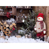 Laden Sie das Bild in den Galerie-Viewer, Fox Snowman Winter Outside Christmas Vinyl Backdrop - Foxbackdrop