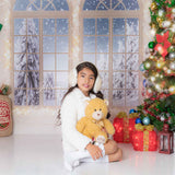 Laden Sie das Bild in den Galerie-Viewer, Fox Window Christmas Lights Vinyl Photo Backdrop - Foxbackdrop
