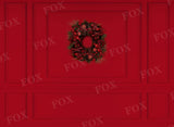 Laden Sie das Bild in den Galerie-Viewer, Fox Christmas Vintage Red Wall Wreath Backdrop Fabric/Vinyl Designed by JT photography