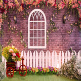 Laden Sie das Bild in den Galerie-Viewer, Fox Rolled Vinyl Spring Flowers Wall Fence Photography Backdrop-Foxbackdrop