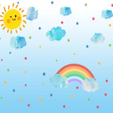 Laden Sie das Bild in den Galerie-Viewer, Fox Rolled Vinyl Sky Blue Sun Cloud Rainbow Children Backdrop-Foxbackdrop